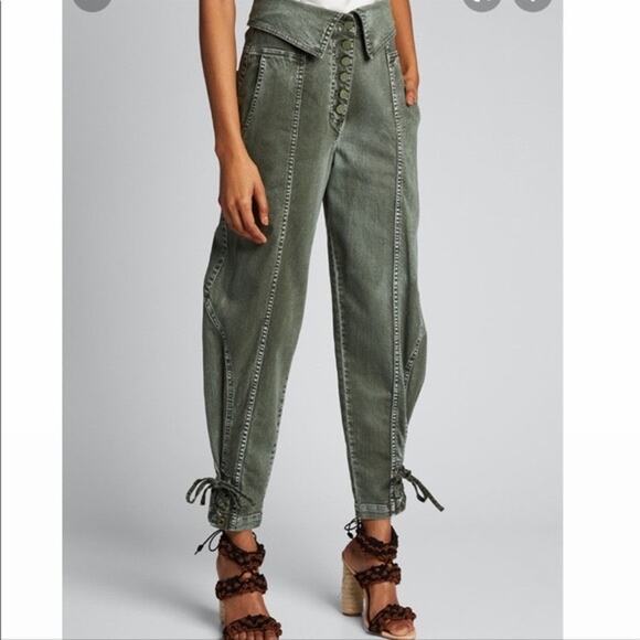 Ulla Johnson Kingston Army Green High Rise Pegged Crop Jeans size 2 - Picture 3 of 13